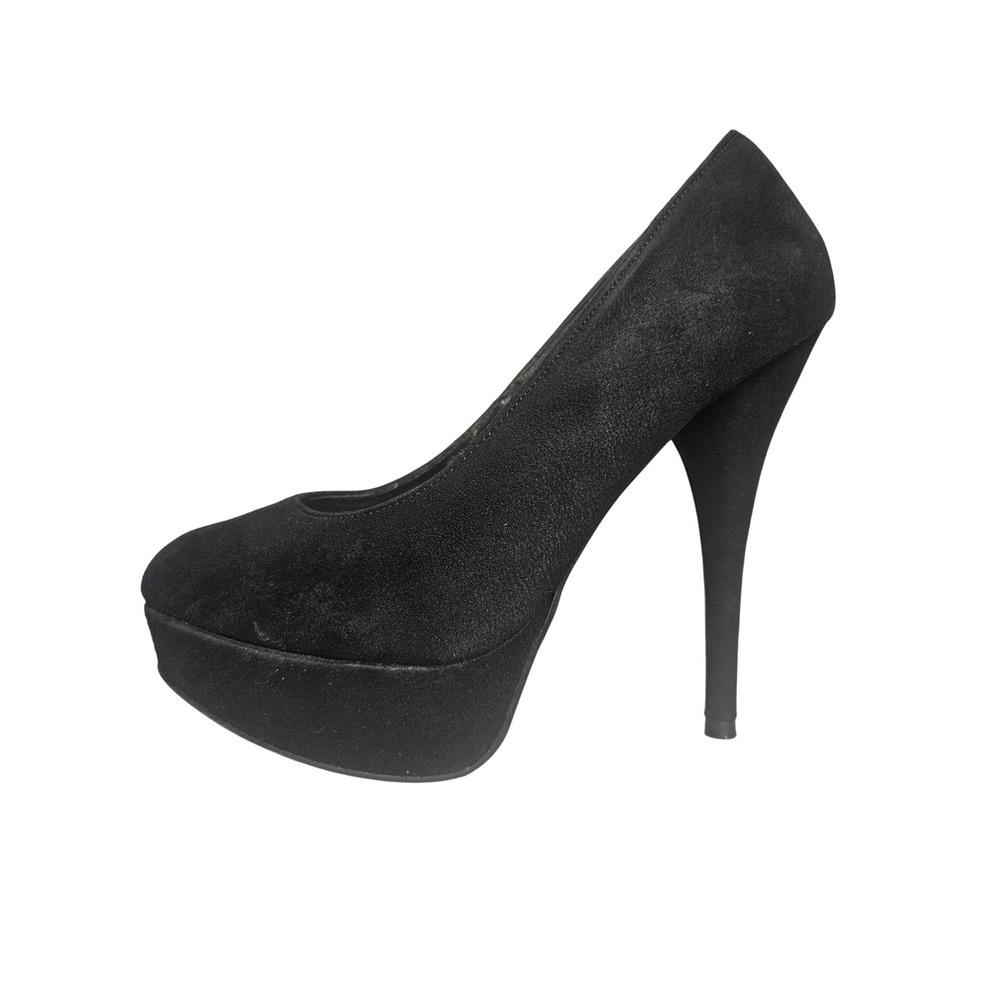 Brash Womens Black Faux Suede Platform Stiletto Pumps Round Toe Heels Size 7.5W
